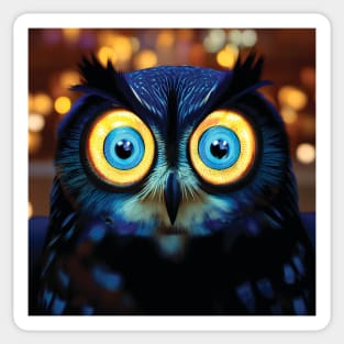 Beautiful Blue Owl with huge eyes Sticker